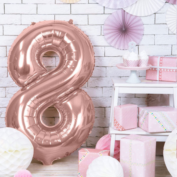 Rose gold folieballon 7 str. er 86 cm
