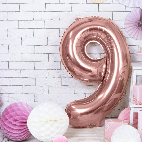Rose gold folieballon 9 str. er 86 cm
