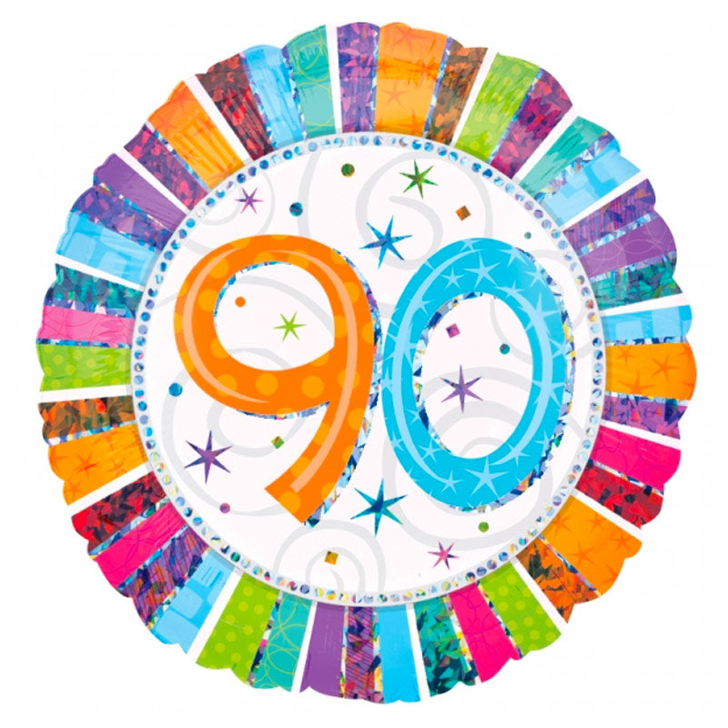 90 års Holografisk ballon - Send med Helium