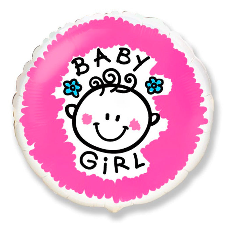 Folie Ballon Baby Girl ansigt - Send med Helium