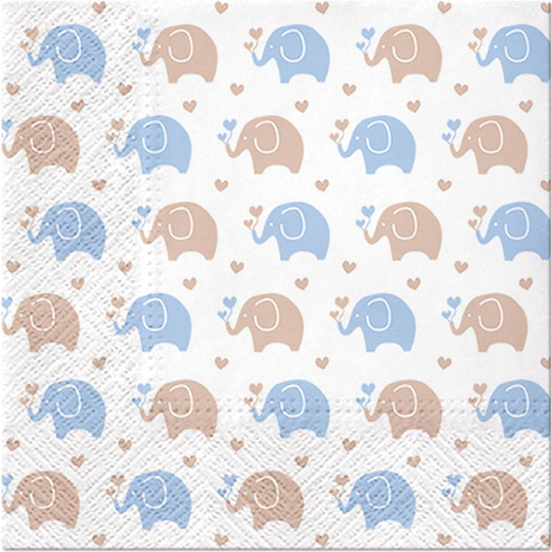 Blå elefant servietter, 20 stk.