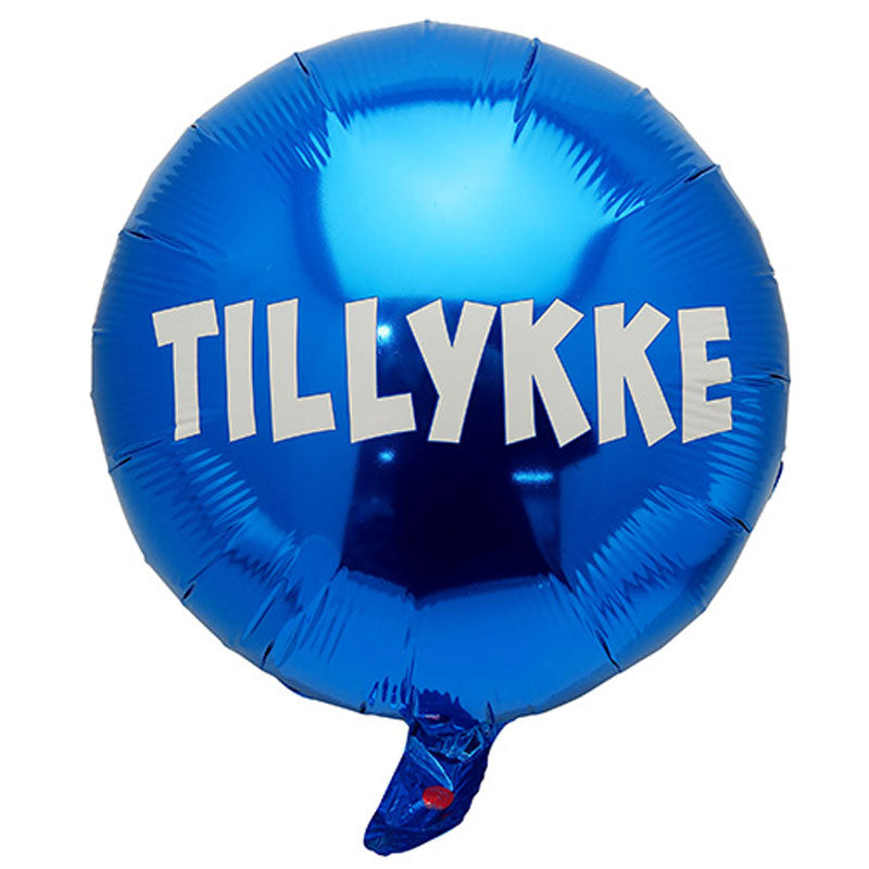 Blå Folieballon 18" "Tillykke" - Send med Helium