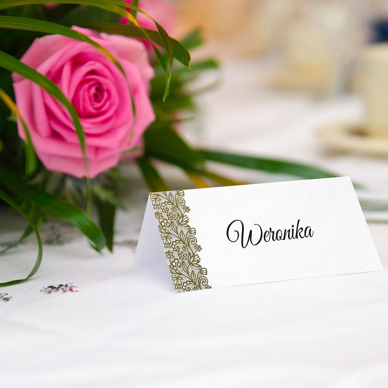 Bordkort med guld kant 6 stk.