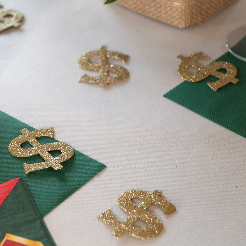 Guld "$" bordpynt, 6 stk.