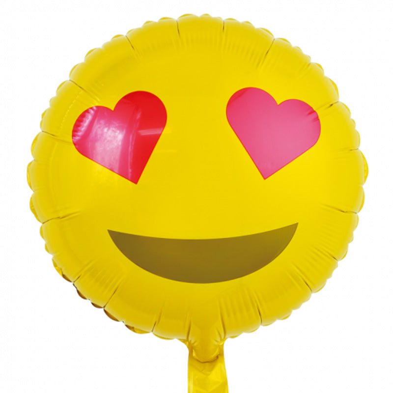 Gul Emoji Hearts Ballon - Send med Helium