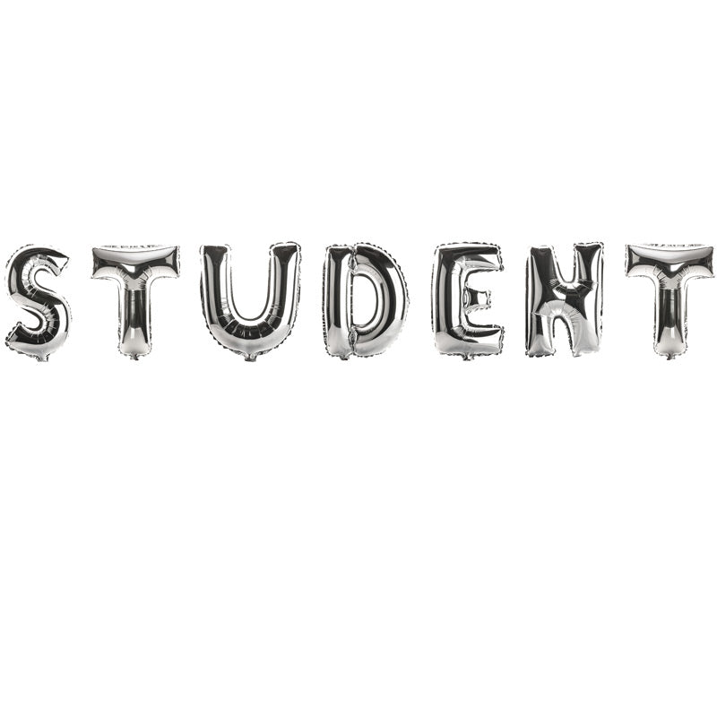 Sølv "STUDENT" folie ballonsæt