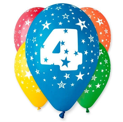 4 års balloner - 5 stk.
