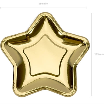 Pap Tallerken Guldfarvet i flot stjerneform 23 cm 