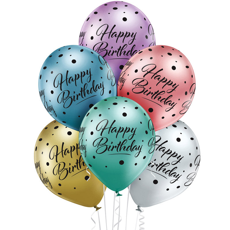 Happy Birthday balloner i metallic