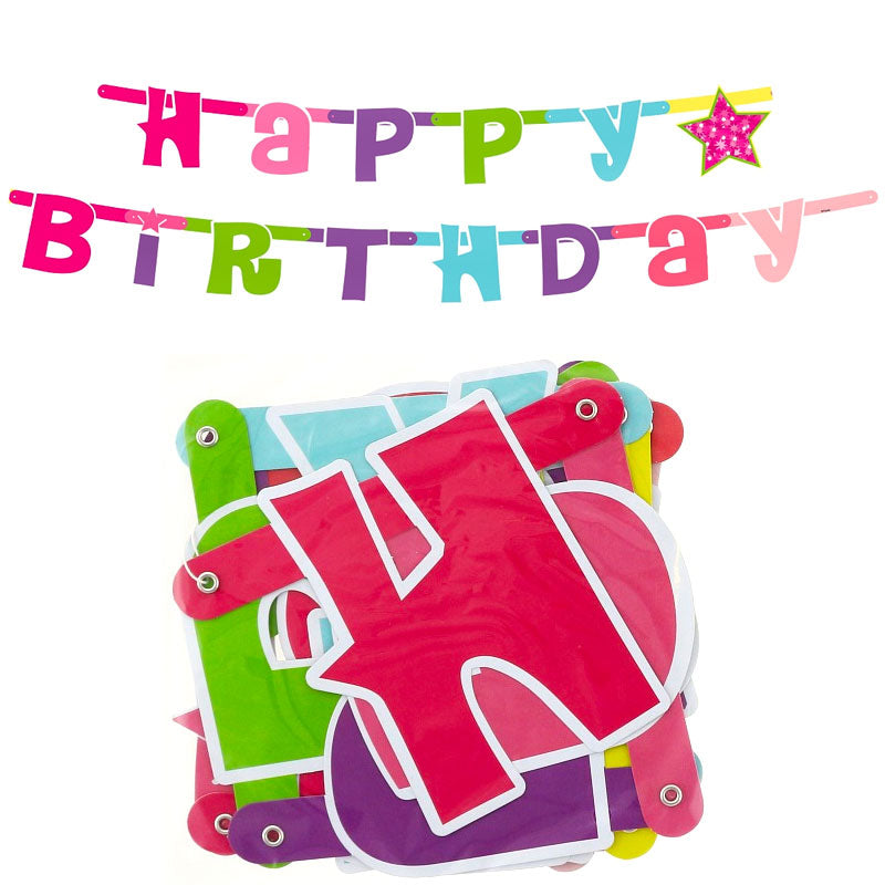 Pink Happy Birthday bogstav guirlande