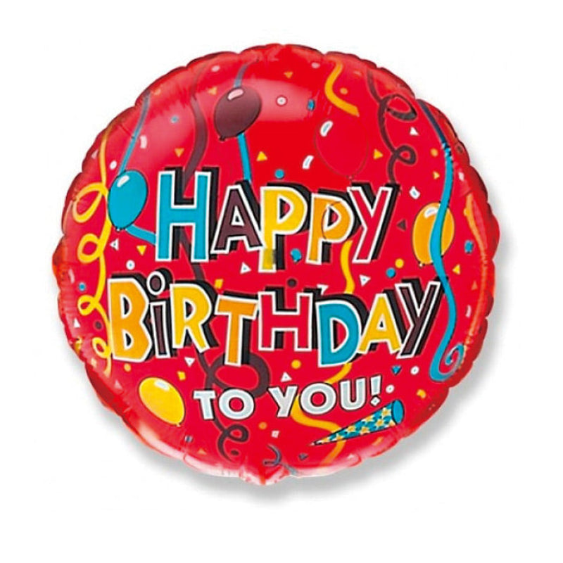Rød "Happy birthday to you" folieballon, 18"