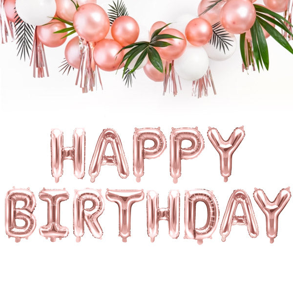"Happy Birthday" folie ballonsæt - rose gold