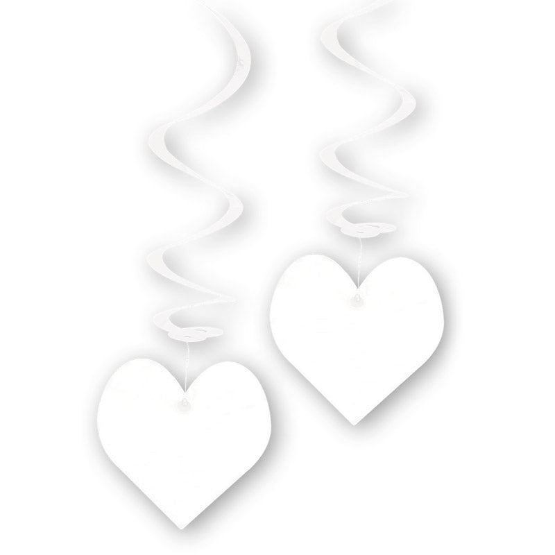 Hvide hjerte spiraler 6 stk.