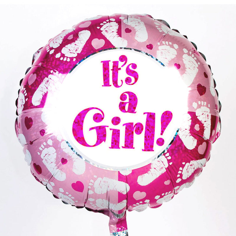 Folie Ballon It's a girl! med Fodaftryk - Send med Helium
