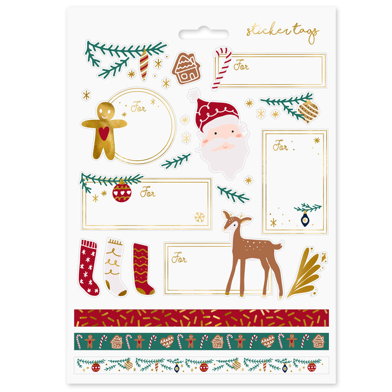 Juleklistermærker med gavemærker, 1 ark.