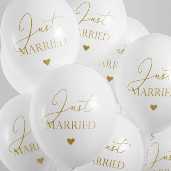 Hvide balloner Just Married 30 cm