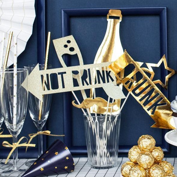 Foto rekvisitter i guld, 8 stk
