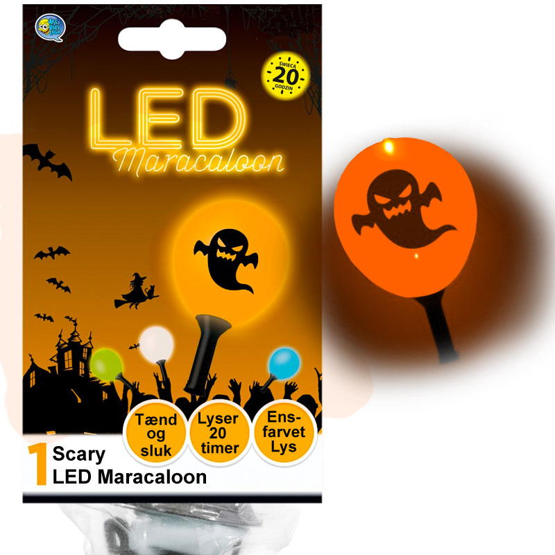 LED Halloween Maracaloon, 1 stk.