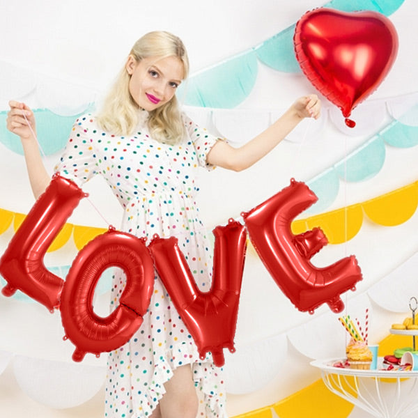 Folie ballonsæt, "LOVE" rød, 14"