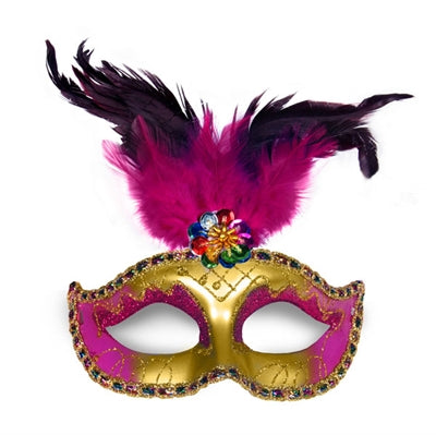Maskerade maske med fjer