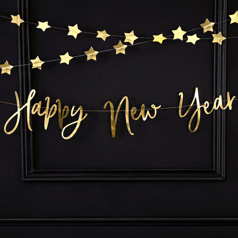 Happy New Year guirlande - guld