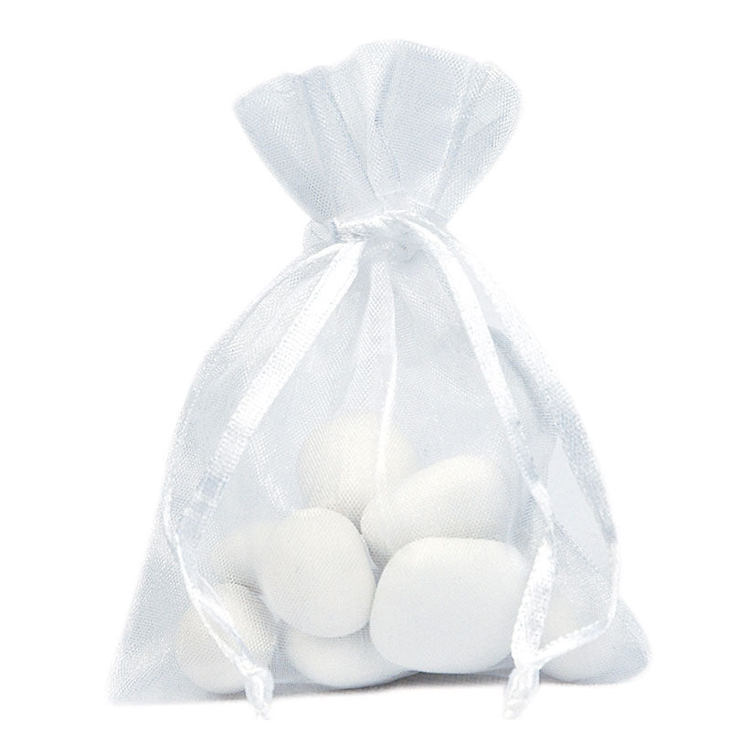 Hvide organza poser, 10 stk.