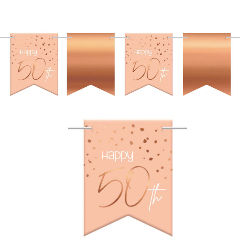 Happy 50th rose gold flagbanner