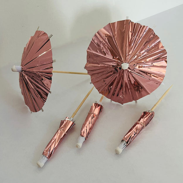 Rose gold drinks parasol, 10 stk.