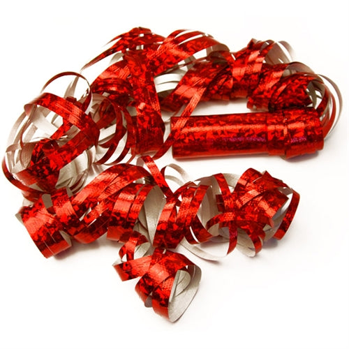Serpentiner i Rød med 18 ruller til at blæse ud