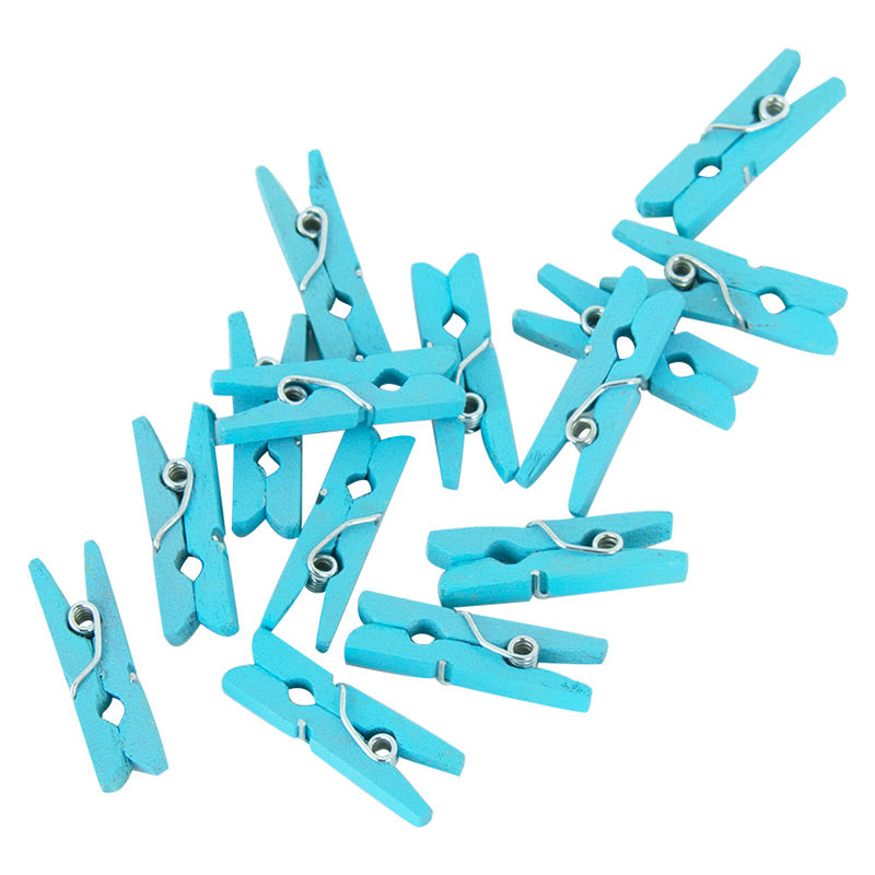 Små pynteklemmer i blå 24 stk