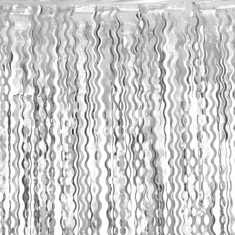 Dørgardin med sølv spiraler