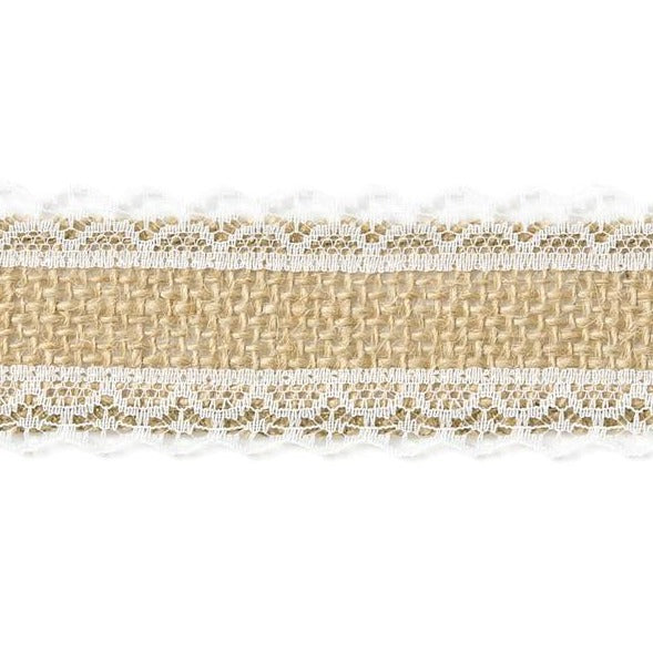 Jute gavebånd med blonde design, 5m