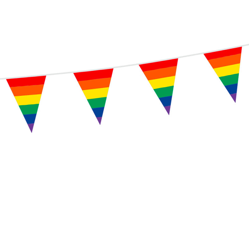 Plast Vimpel i regnbue farver 10 m.