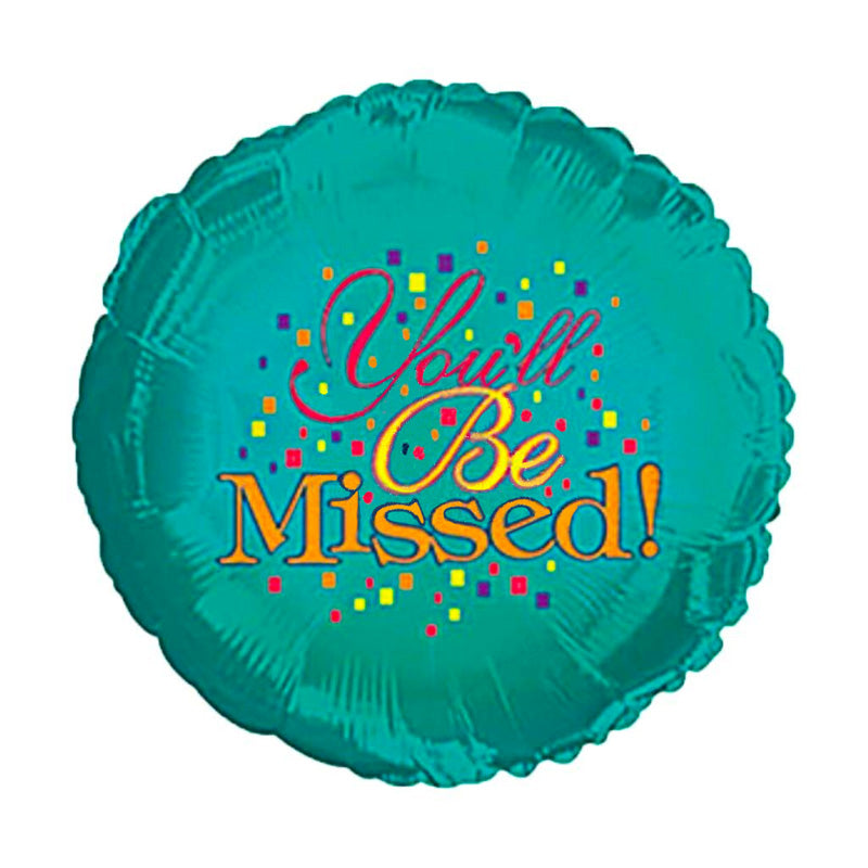 Folie Ballon i turkis "You'll be missed!" - Send med Helium