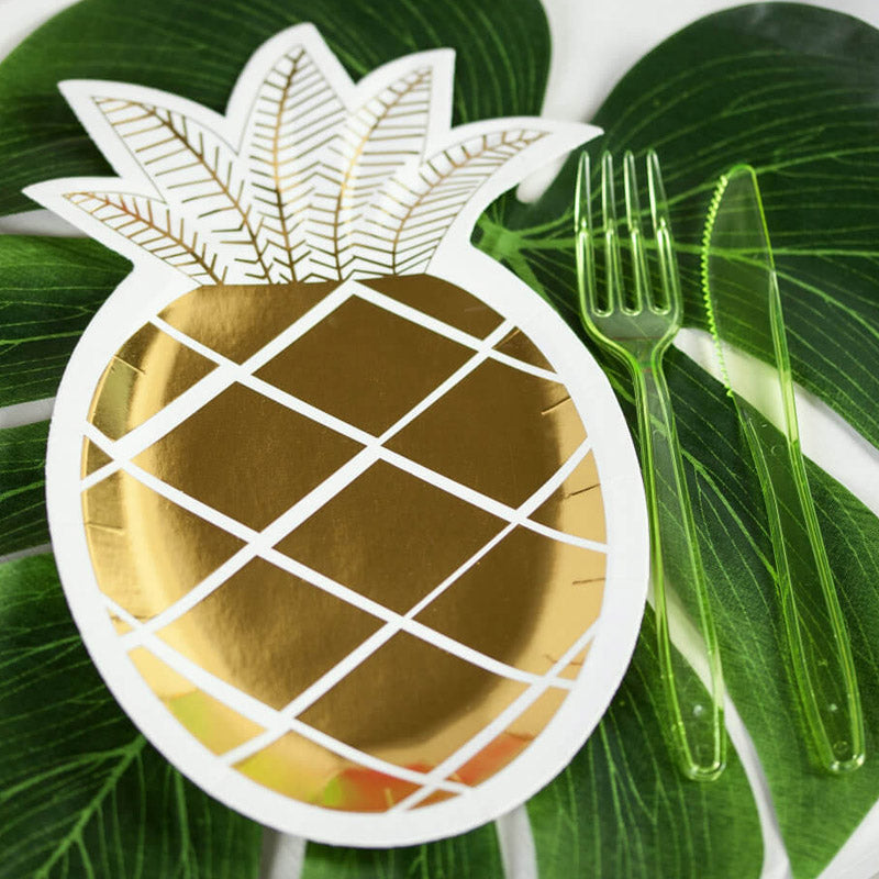 Pap Tallerken Guld Ananas 6 stk.