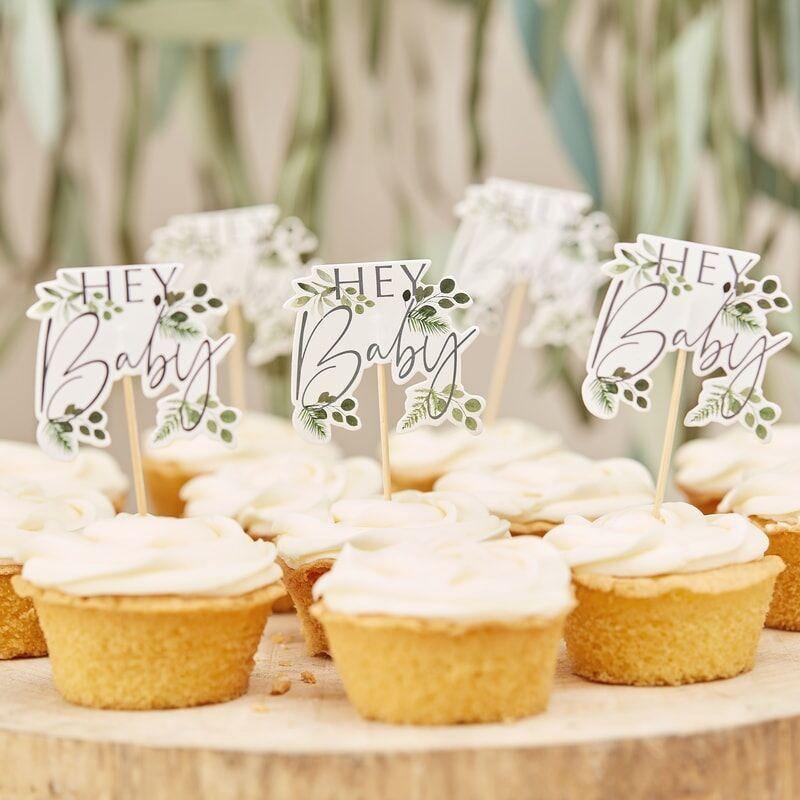 Babyshower cupcake topper - hey baby, 12 stk