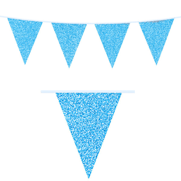 Blå glitter vimpel i pap 6m