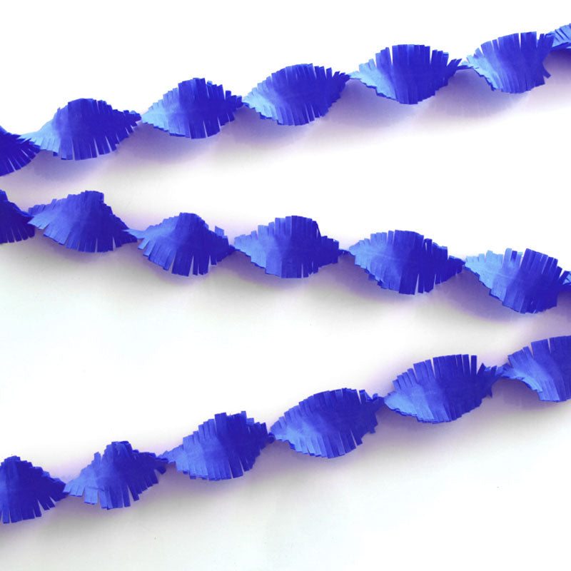 Blå crepebånd med frynser 24 m
