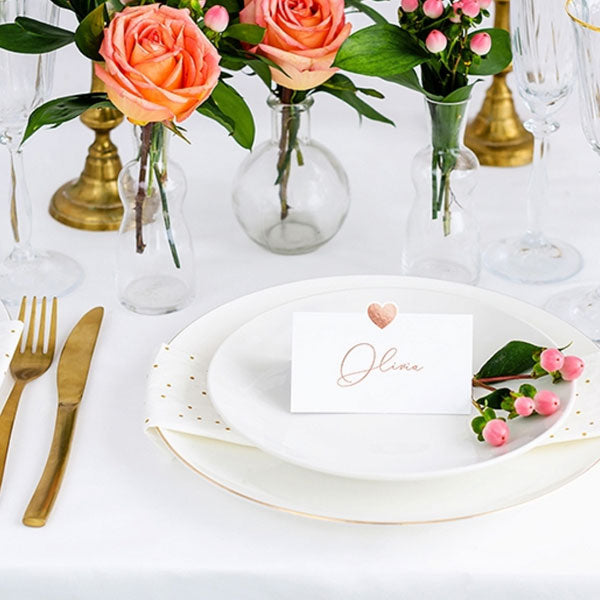 Bordkort med rose gold hjerte