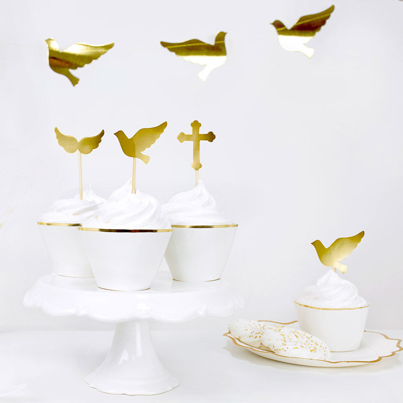 Cupcake form - hvid med guld kant