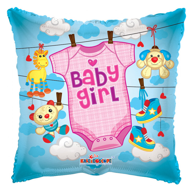 Folie Ballon firkantet Baby girl - Send med Helium