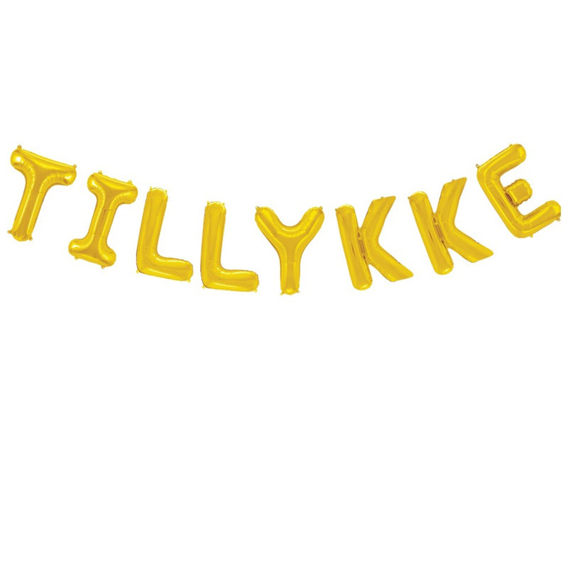 "Tillykke" folie ballonsæt i guld - 41 cm