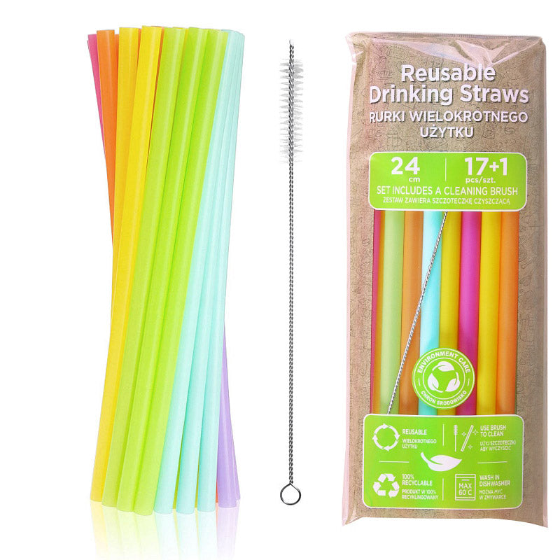 Shake sugerør i genanvendelig plast, 17 stk.