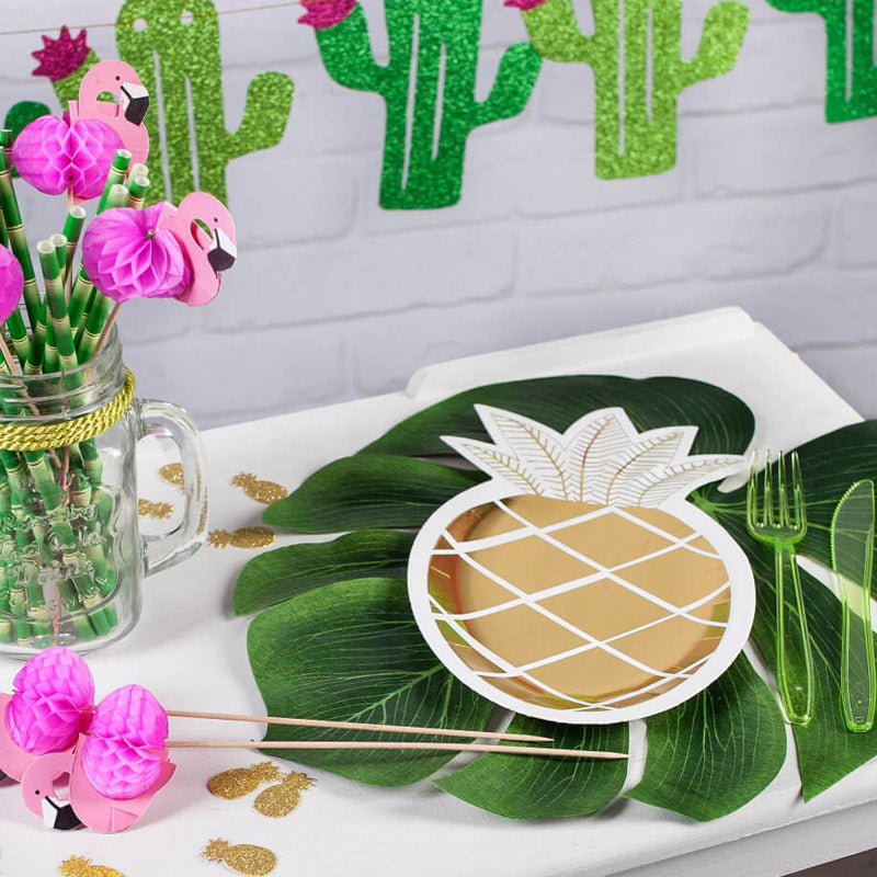 Pap Tallerken Guld Ananas 6 stk.