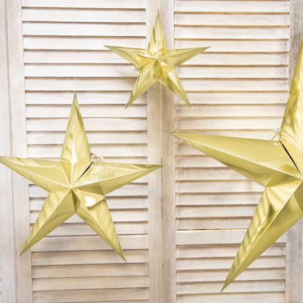 Guld papirstjerne - 30 cm - 70 cm