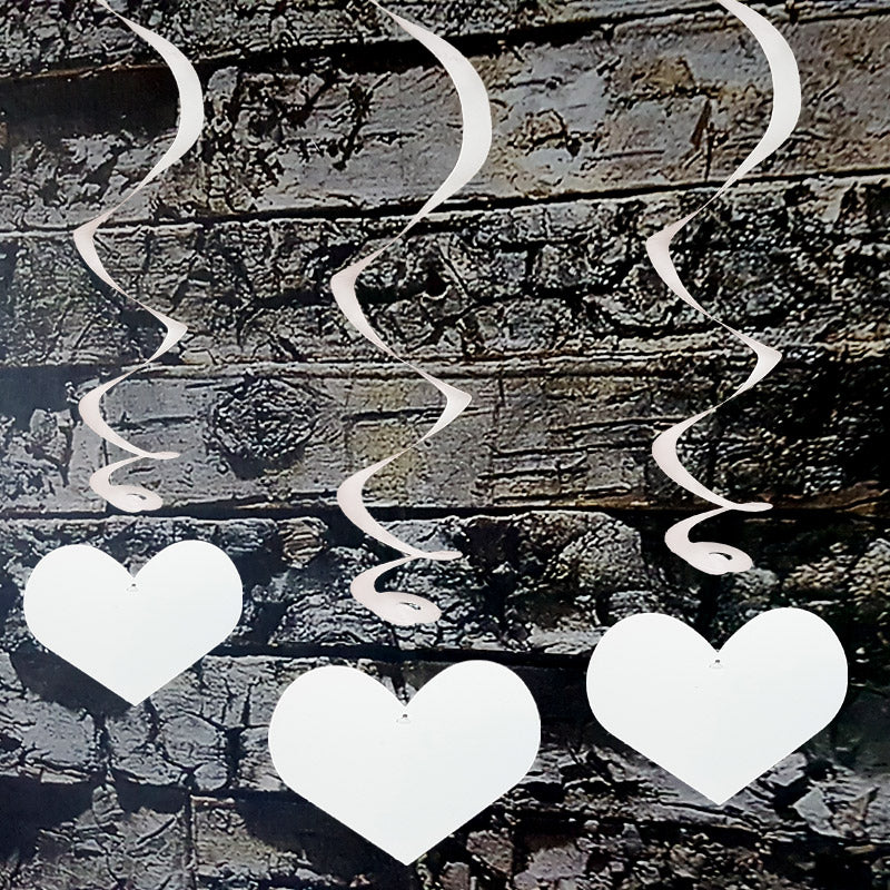 Hvide hjerte spiraler 6 stk.