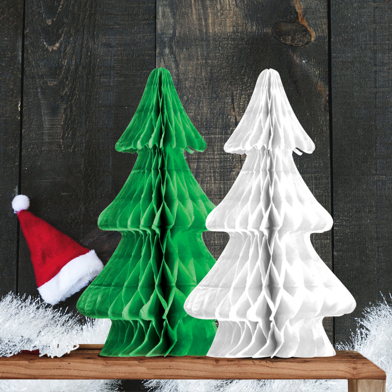 Grønt og hvidt juletræ i honeycomb