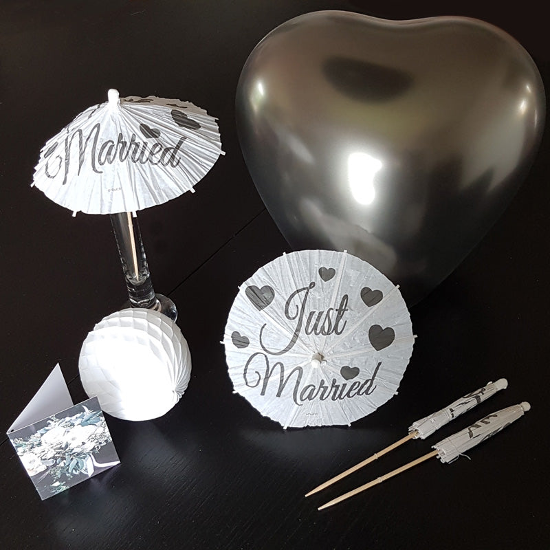 Just Married party parasoller 8 stk.