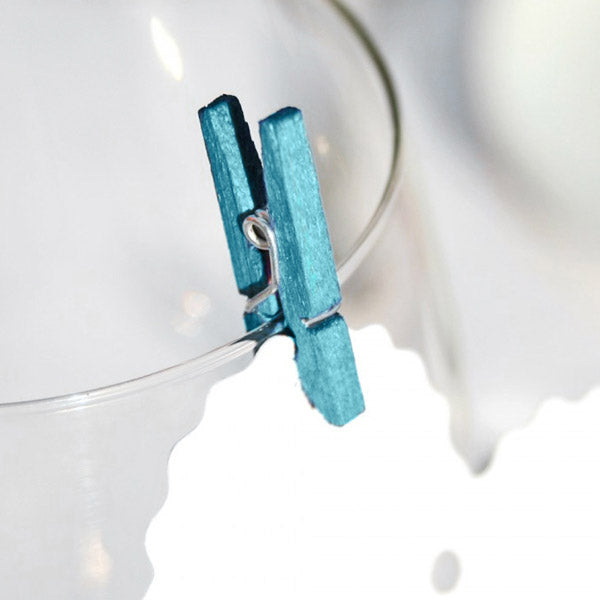 Små pynteklemmer i blå 24 stk