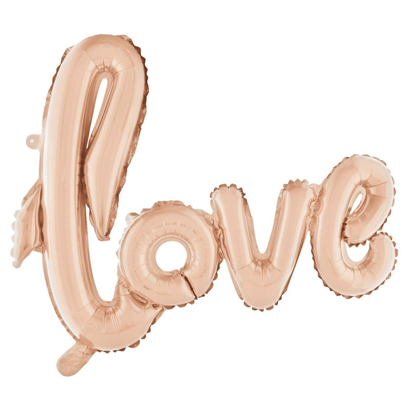 "Love" folieballon sæt i lys rose gold